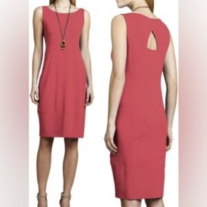 Eileen Fisher rayon blend dress with keyhole cutout, coral, size XL